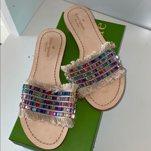 Kate Spade Sandals w/ Colorful Stones & Fringe